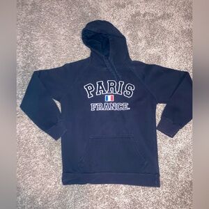 Crown Embroidered Navy Paris France Hoodie